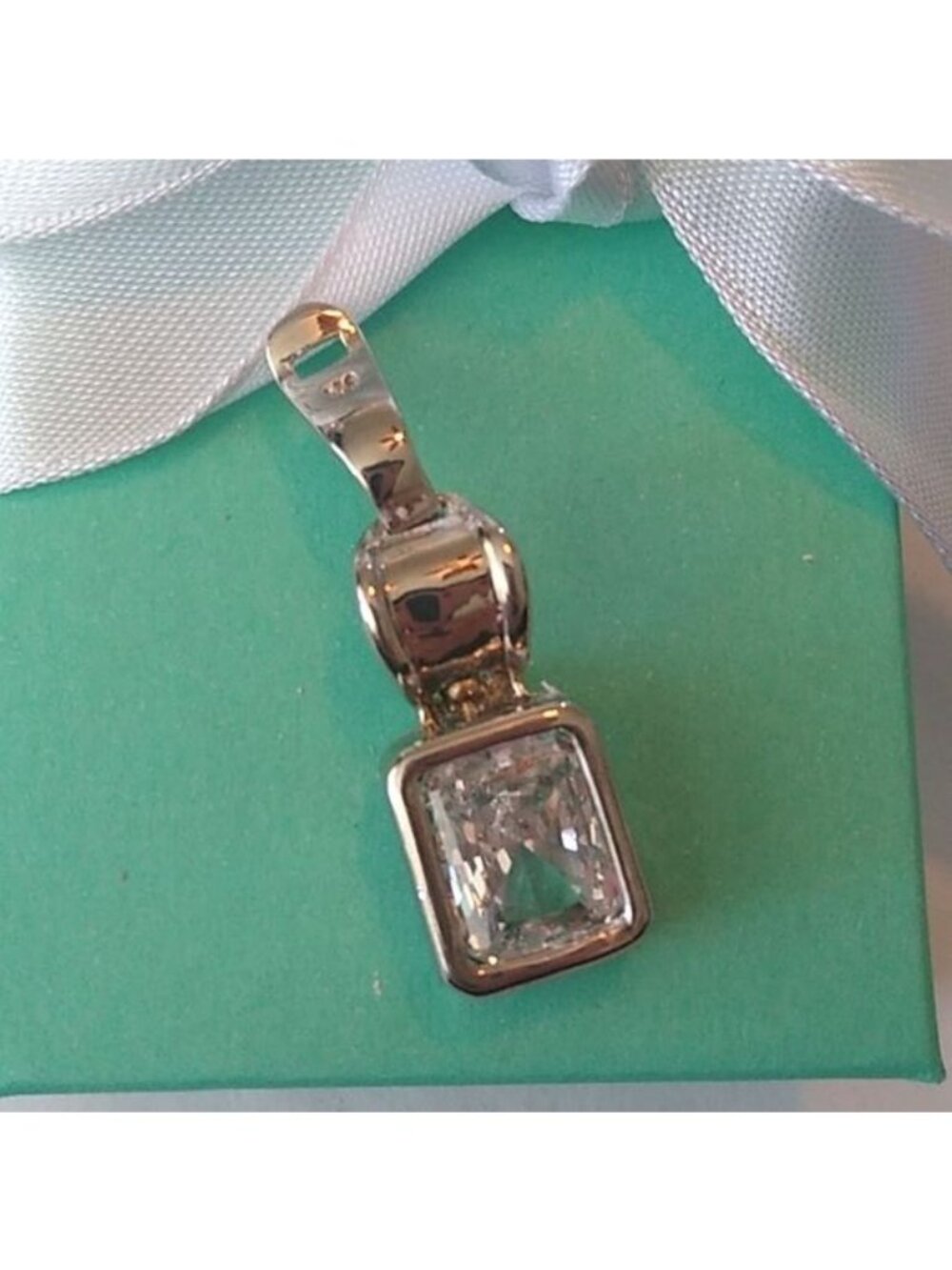 Sterling Silver Cubic Zirconia Slide Enhancer Pendant 925